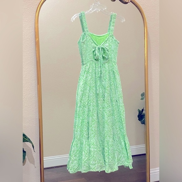BANJANAN WOMEN'S REGINA DRESS Green Patterned Sleeveless Tiered Dress Size M - Picture 12 of 14